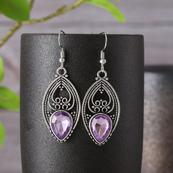 Openworked Purple Zirconia Earrings