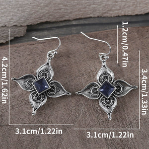 Vintage Set Sapphire Flower Earrings