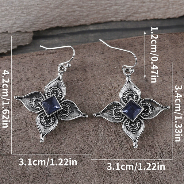 Vintage Set Sapphire Flower Earrings