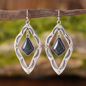 Vintage Ethnic Style Turquoise Diamond Earrings