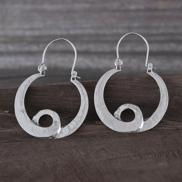 Gypsy Spiral Design Metal Earrings