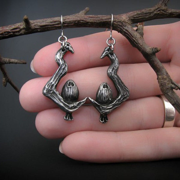 Vintage Simple Twig Owl Earrings