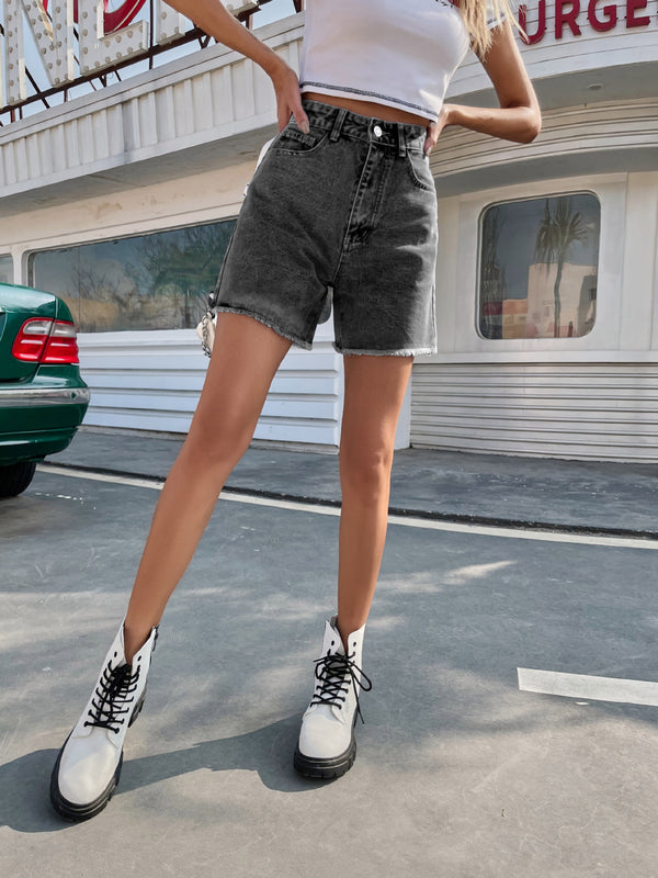 40-Spot-30760 #European and American trend loose casual high waist loose and thin women's denim shorts