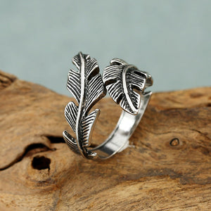 Vintage Personalized Fried Feather Ring