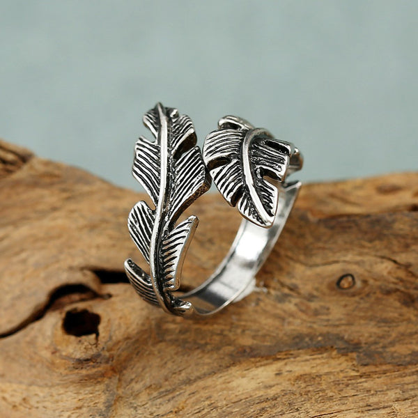 Vintage Personalized Fried Feather Ring