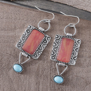 Vintage Alloy Turquoise Pendant Earrings
