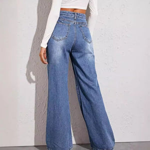 2020 European and American foreign trade explosion cat beard horse willow loose high waist wide leg jeans women