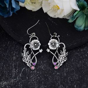 Skeleton and Diamonds Floral Earrings