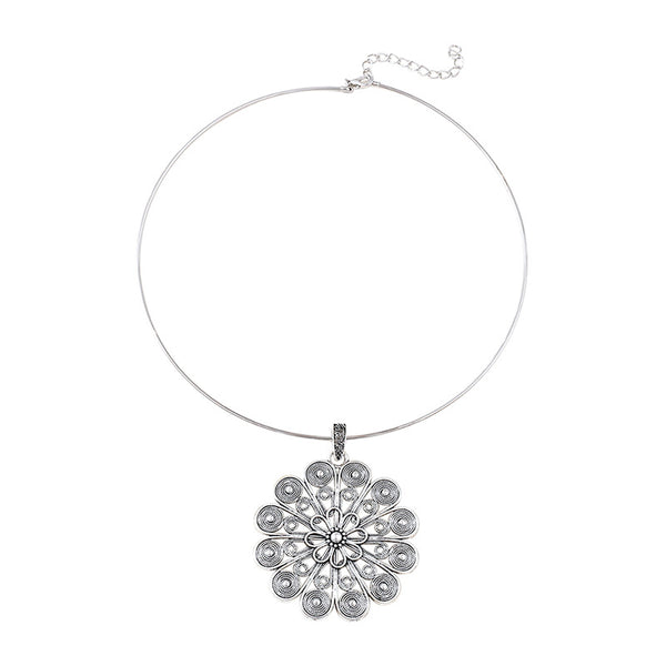 Aged Flower Pendant Collar