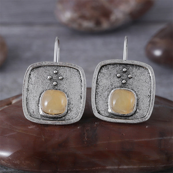 Ethnic Geometric Gemstone Earrings