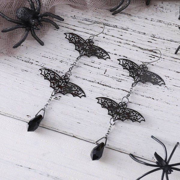 Halloween Dark Gothic Bat Dangle Earrings
