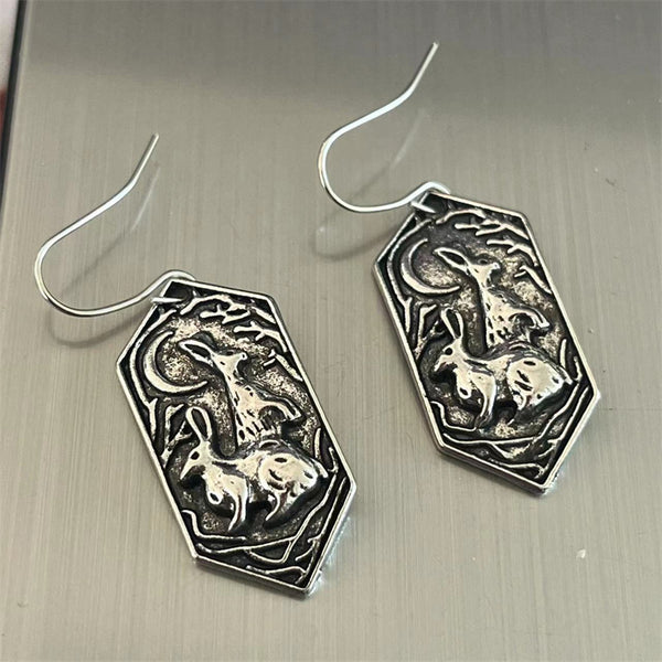 Carved Moon Vintage Carved Bunny Earrings