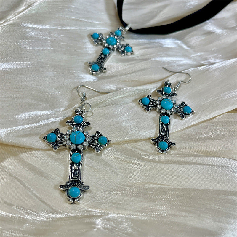Personalized Cross Earrings Necklace