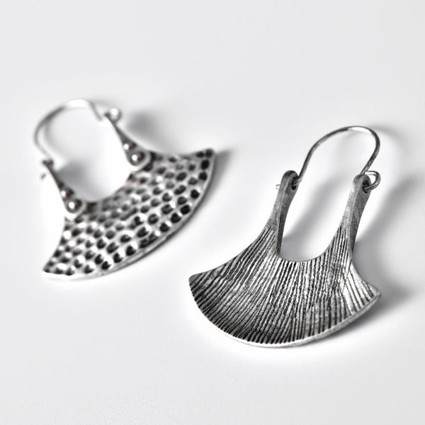 Vintage Ethnic Style Antique Silver Antique Bronze Fan Earrings
