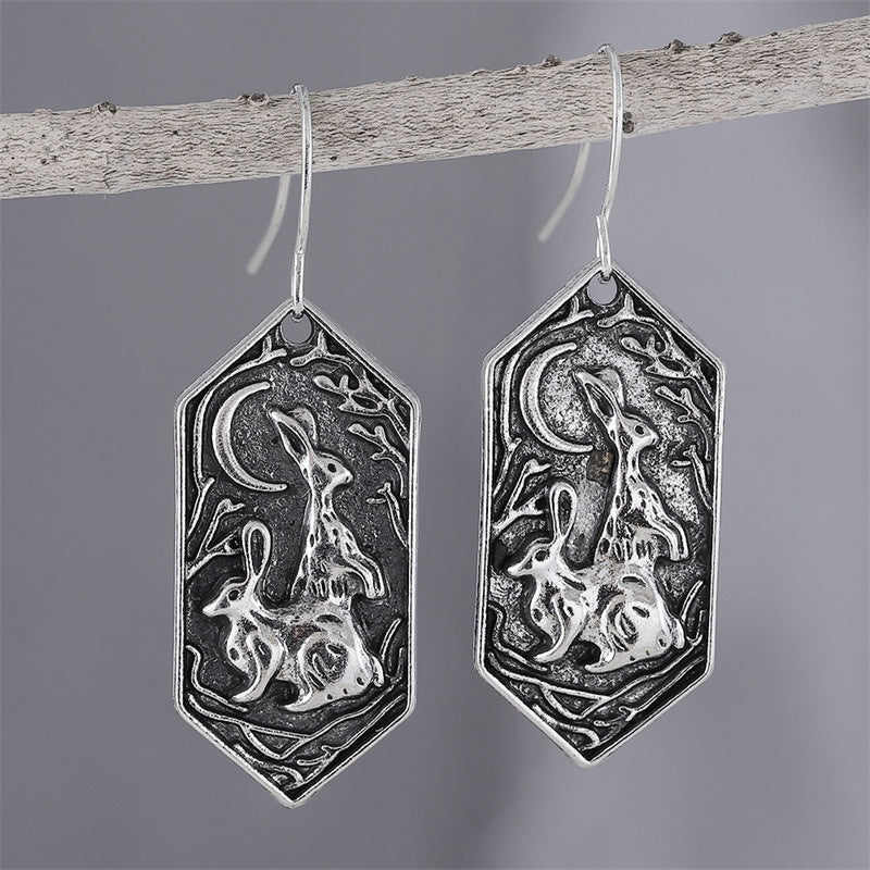 Carved Moon Vintage Carved Bunny Earrings