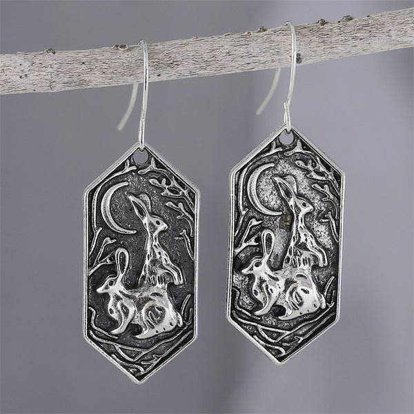 Carved Moon Vintage Carved Bunny Earrings