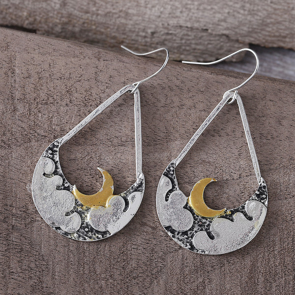 Simple Clouds Moon Dangle Earrings