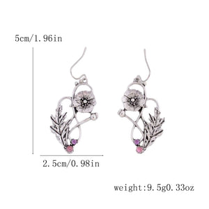 Skeleton and Diamonds Floral Earrings