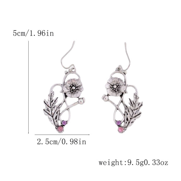 Skeleton and Diamonds Floral Earrings