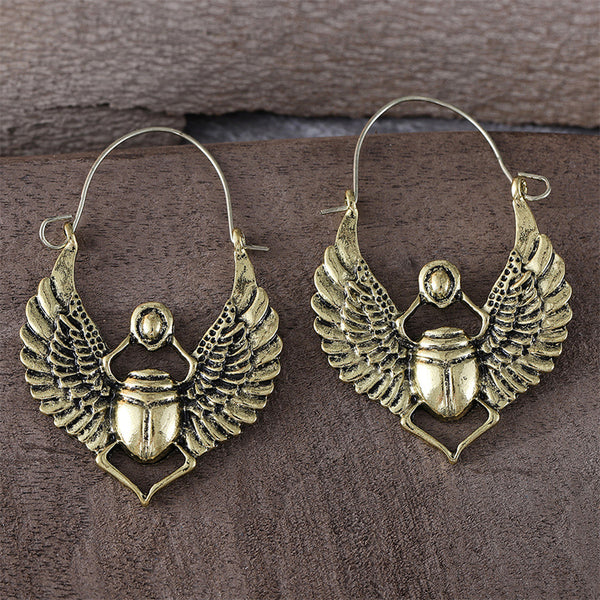 Vintage Ancient Egyptian Gold Beetle Earrings