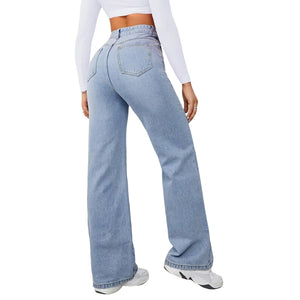 20245 Jeans Elastic Women's Loose Straight Cross-border Europe, America, Amazon AliExpress Women's Spot Manufacturer