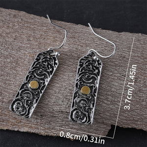 Moon Crescent Twig Flower Dangle Earrings