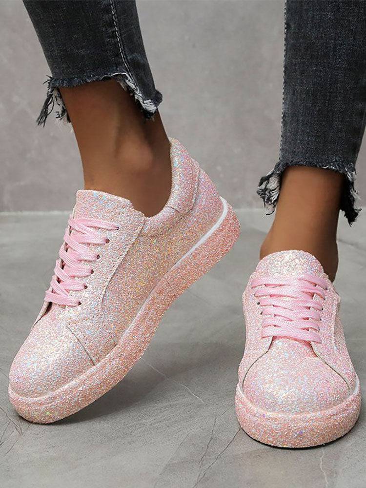 Sequins Lace Up Sneakers