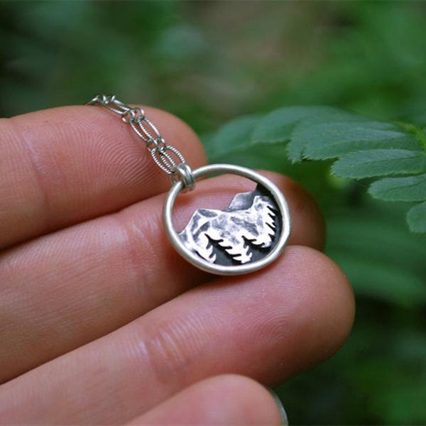 Mountain and Pine Pendant Necklace