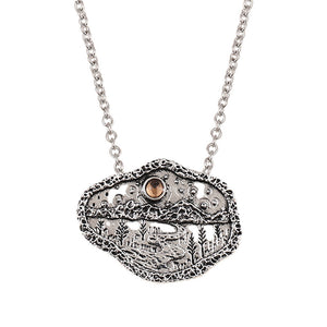 Tree River Mountain Zirconia Fashion Pendant Necklace