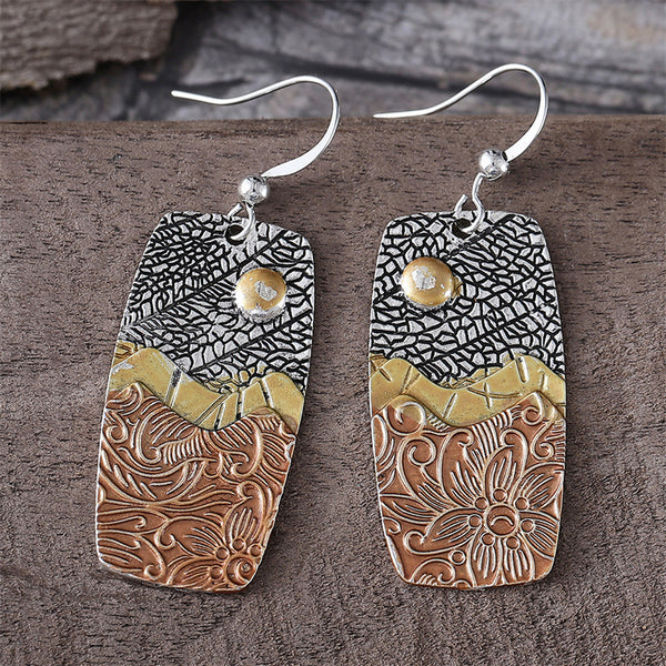 Ethnic Style Wave Flower Earrings