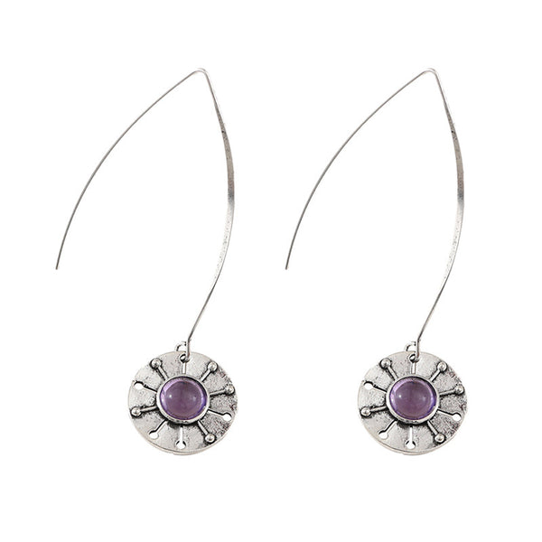 Personalized Disc Sun Dangle Earrings