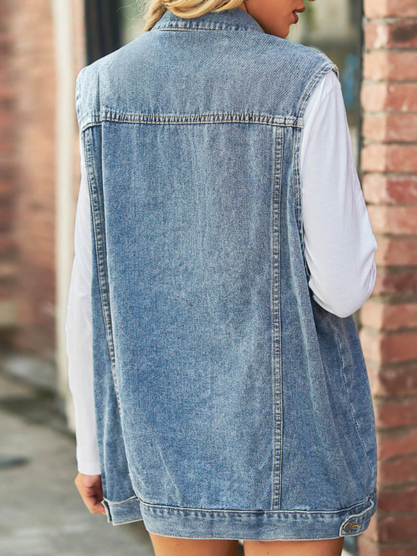 Button Denim Vest