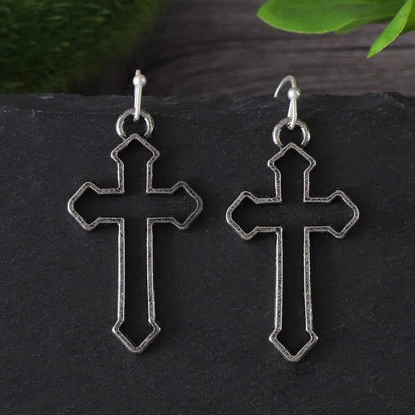 Exaggerated Cutout Cross Earrings