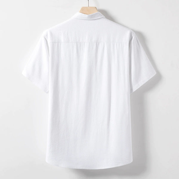 Men's loose-fitting linen short-sleeved shirt
