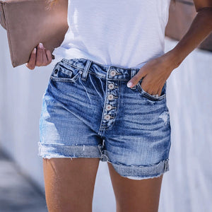 2021 new super hot amazon explosion elastic hole women denim shorts ebay explosion wish