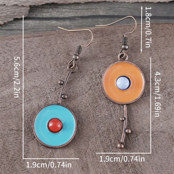 Simple Fashion Asymmetrical Graffiti Antique Red Brass Earrings