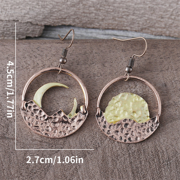 Simple Mountains Moon and Sun Earrings