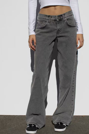 European and American washed retro straight high waist wide legs loose drape versatile jeans