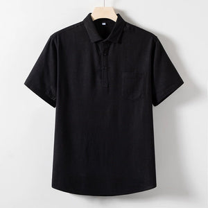 Men's loose-fitting linen short-sleeved shirt