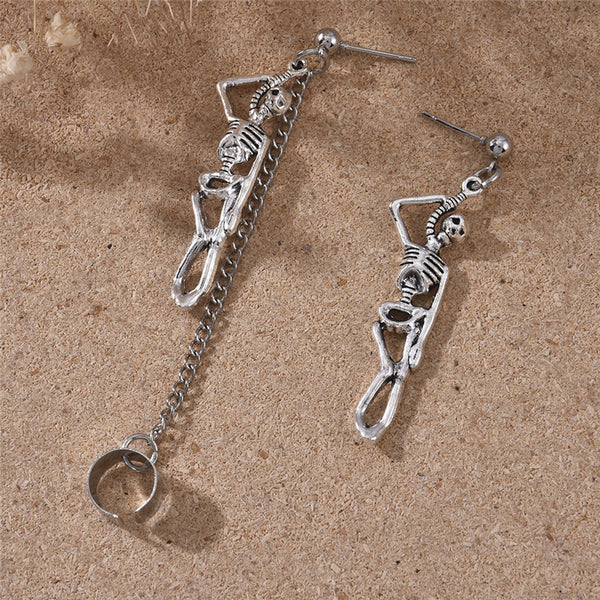 Vintage Bone Skull Earrings