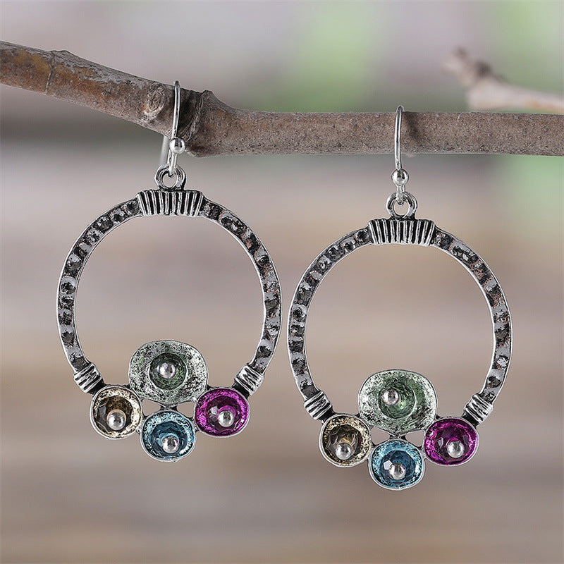 Simple Earrings with Colored Crystals