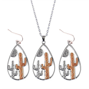 Two Color Desert Cactus Dangle Earrings