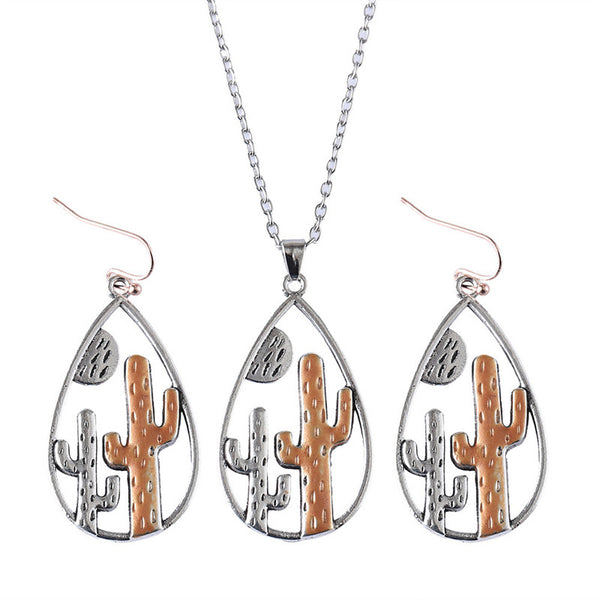 Two Color Desert Cactus Dangle Earrings