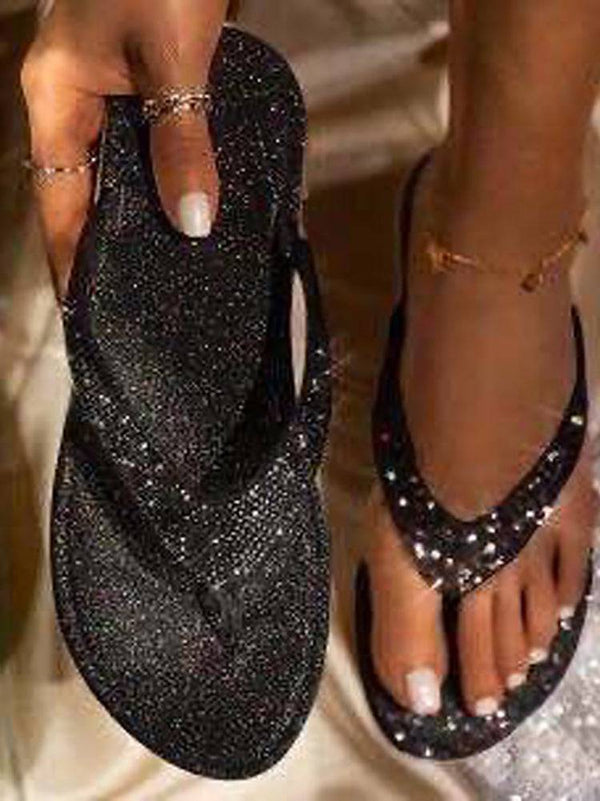 Rhinestone Sequin Flip-Flops