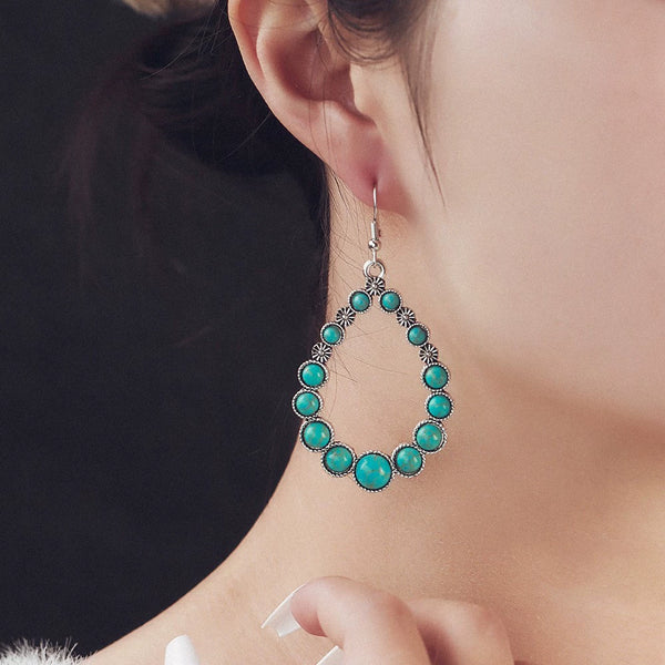 Teardrop Flower Turquoise Earrings