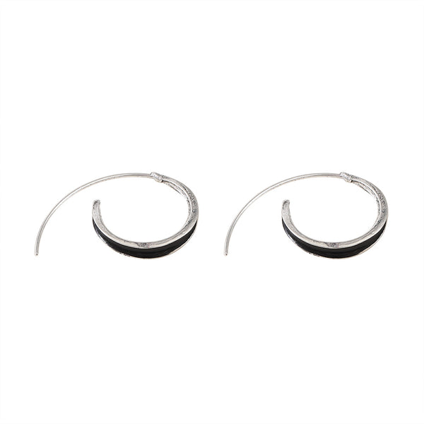 Silver Pigmented Loop Spiral Earrings