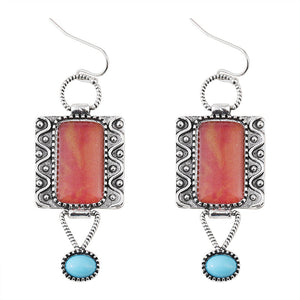 Vintage Alloy Turquoise Pendant Earrings