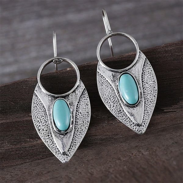 Ethnic Style Turquoise Teardrop Earrings