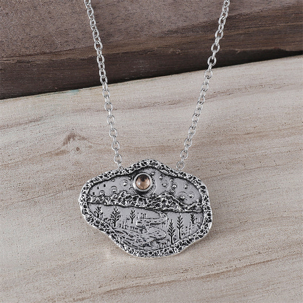 Tree River Mountain Zirconia Fashion Pendant Necklace