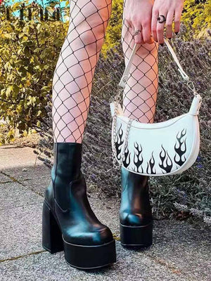 Chunky Heel Platform High Boots